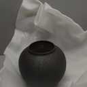 Mimorou Black Ceramic Decorative Flower Vase 8.27" x 8.66" Textured Round Rustic Pottery Vintage Large Vase for Home Decor Centerpieces Living Room Christmas Decoration