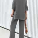 PRETTYGARDEN 2 Piece Lounge Sets for Women Summer 2025 Short Sleeve Tops Wide Leg Pants Matching Travel Outfits Clothing (Grey,X-Small) (Gray, XS)