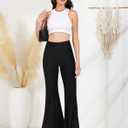 Tulucky Womens Stretchy Shiny Sports High Waisted Yoga Flare Pants Tummy Control Bell Bottom Leggings (Black, M)