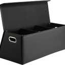 Fyzeoty Car Trunk Organizer for SUV and Sedan, Trapezoidal-Black, 29.5 in | Tailored for Rear Seats, Extra Large, Leather Storage Box, Magnetic Lid, Collapsible & Adjustable, WaterResist & DustProof