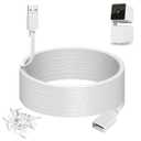50ft Power Extension Cable Compatible with Blink Mini 2, WyzeCam v4 and Pan v3, Tapo C120, Kasa Indoor, YI Pro, eufyCam E220 Security Cameras - 15m Long Flat USB Male to Female Charging Cord, White