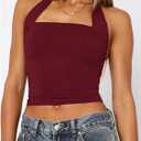 TiulZial Women Sexy Halter Neck Backless Tank Top Open Back Sleeveless Slim Fit Y2k Summer Tops (Red, M)