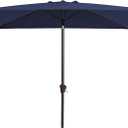 JEAREY 6.5x10ft Olefin Rectangular Patio Umbrella, Rectangle Outdoor Umbrellas with Auto Tilt Crank System, Market Table Umbrella UV Protection Fade-Resistant for Pool Deck Garden Yard, Navy