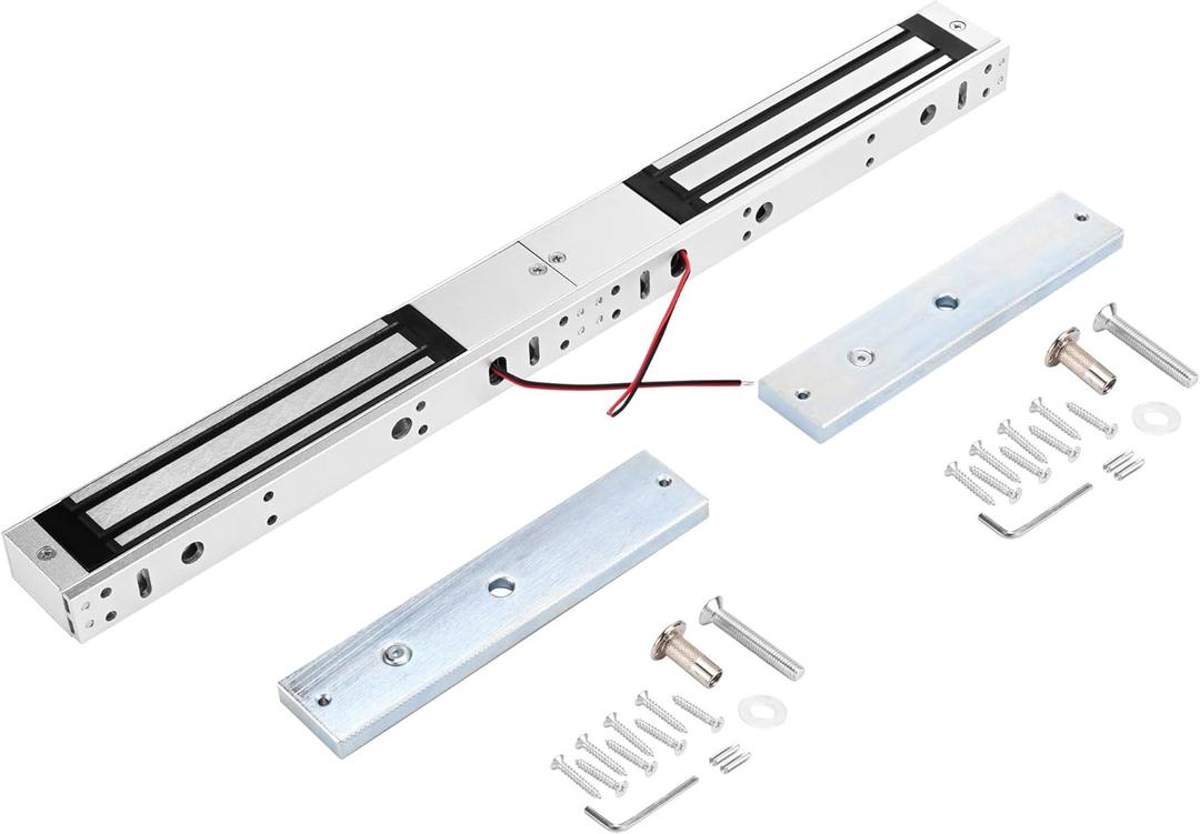 Double Door Electromagnetic Lock 600LBS/280KG Holding Force Electric Magnetic Double Door Lock 12V Fail Safe NC Mode for Access Control System (DoubleLock280KG)