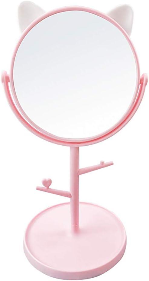 Desk Mirror in Cute Cat Ears Shape-Kawaii &Vanity Mirror for You in Bathroom or Bedroom- Pink