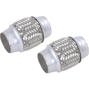 2PCS Exhaust Flex Pipe Stainless Steel Double Braid 1.75" x 4" w/Ends 4" Long