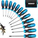 NEIKO 01377A Magnetic Torx Screwdriver Set | 12 Piece | T5  T40 | 6 Point Star Head Driver | Heat Treated Chrome Vanadium Steel | Non Slip Cushioned Handle Grip | Magnet Bit Tip | Carrying Pouch