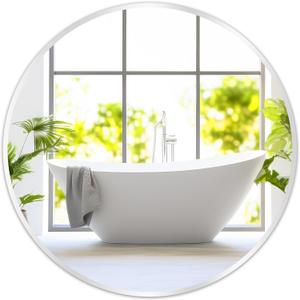 Fabuday Silver Round Mirror for Wall 26 inch - Circle Mirror for Bathroom, Entryway, Living Room, Hallway, Vanity Decor, Big Metal Frame Mirrors, 26"L x 26"W, Silver