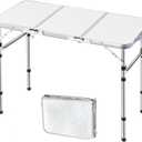 Yriuat Folding Camping Table 3ft Portable Pinic Table Adjustable Height Small Card Table Aluminum Foldable Lightweight with Carry Handle for Outdoor Indoor Hiking Camp BBQ Beach