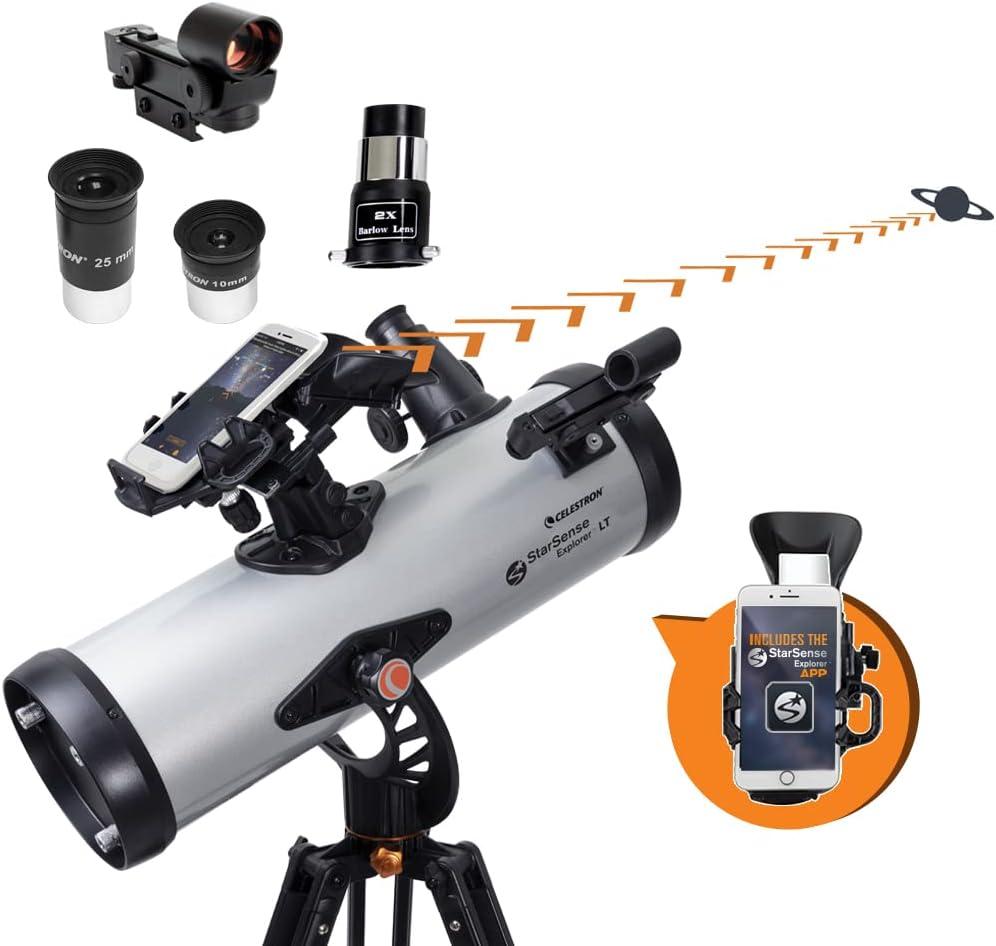 Celestron  StarSense Explorer LT 114AZ Smartphone App-Enabled Telescope  Works with StarSense App to Help You Find Stars, Planets & More  114mm Newtonian Reflector  iPhone/Android Compatible