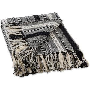 DII Braided Striped Decorative Throw Blanket, 50x60, Black