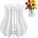 Wooden Vase for Lego Flowers - Wooden Vase for Lego Bouquet, Wood Vases Puzzle Set for LegoRoses Sunflower Tulips, Vases Kit for Artificial Bouquet Arrangement Home and Office Decoration (White)