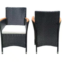 Rattan Outdoor Dining Chairs with Beige Cushions