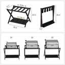 Smart FENDEE Luggage Rack, Folding Luggage Rack for Guest Room, Brown Bamboo Suitcase Stand Holds up to 131 lb, Luggage Stand with Storage Shelf for Hotel, Bedroom (1 Pack)