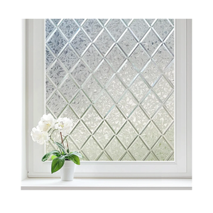 Haton Window Privacy Film Decorative Frosted Glass Window Film, Sun Blocking Stained Glass Clings, Static Cling Removable Stickers for Home Door Coverings, Lattice Pattern 17.5" x 78.7"