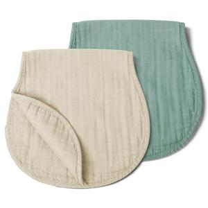 haakaa Muslin Burp Cloths for Baby, 100% Organic Cotton, Large 22.8''x11.4'', 2pcs (Wheat + Seafoam)