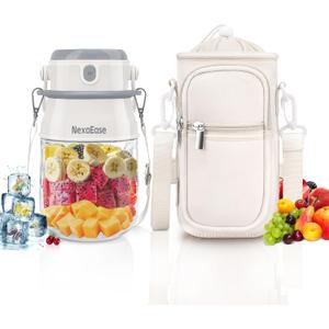 Portable Blender for Shakes and Smoothies- Personal Juicer 27 OZ Electric Protein Shaker Bottle with Insulated Sleeve, USB-C Rechargeable,Travel Lid- Small Blender Cup for Kitchen, Office, Gym,Trave (White)