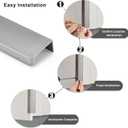 Satanga Edge Finger Tab Pull for cabinets Kitchen Concealed Drawer pulls Aluminum Flat Hidden Brushed Brass Mount Door Long Handle for Home Pack of 6 Modern 10" Hole Center Easy Installation