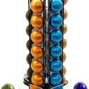 Vertuo Pod Holder Carousel Stand for 35 Nespresso Vertuo Capsule Storage Organizer with Extra Space for Coffee Mate Silent Rolling，Black