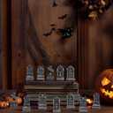 12PCS Mini Tombstones for Halloween Decoration, Resin Miniature Gravestones for Terrarium, Mini Headstones, Small Graveyard Set, Gothic Cemetery Figurines for Haunted House, Tabletop Displays (Black)