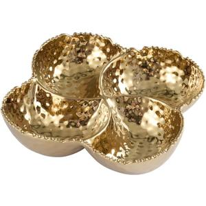 Pampa Bay Golden Millenium Titanium-Plated Porcelain 4-Section Bowl, 9 X 9 X 2.5in