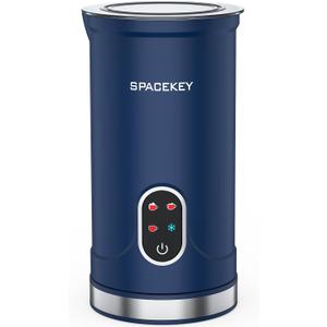 Spacekey Milk Frother, 4-in-1 Electric Frother for Coffee, 10.1oz/300ml Automatic Warm and Cold Foam Maker with Mute Mode, Temperature Control Milk Steamer for Latte, Easy to Clean