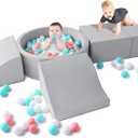 Foam Climbing Blocks for Toddler: with 4-Piece PU Leather Climbing Toys and a Ball Pit - Foam Ball Pit for Toddlers - Climbing Toys Indoor for Kids Crawling