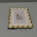 Wontree 5x7 Picture Frame in Beige with Shinning Gold Wavy Edge, Resin Frame with Real Glass, Display 5x7 Photos Matted to 4x6, Vertical and Horizontal Desk Tabletop or Wall Hanging