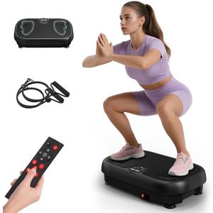 Relife Vibration Plate Exercise Machine Fitness Platform Whole Body Shaker Vibrate Stand Board Lymphatic Drainage Shaking for Weight Loss Fat Burning with 2 Resistance Bands Home Gyms Workout,400Lbs. (BLACK)