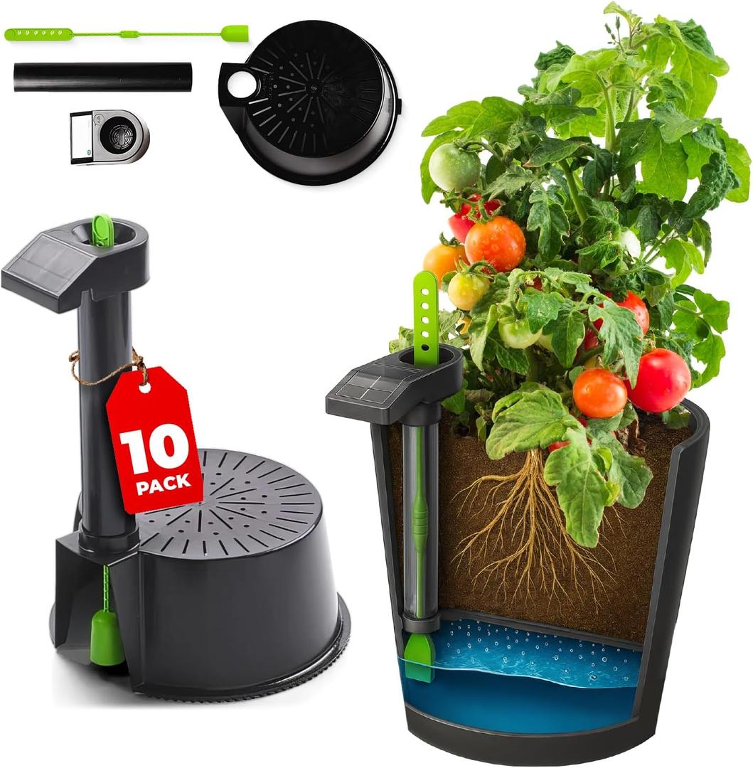 Self Watering Planter Insert w/LifeTested Technology, Water Reservoir & Level Indicator - Turn Any 5-Gal Bucket into a DIY, Portable Automatic Container Indoor-Outdoor Garden, 10-Pack