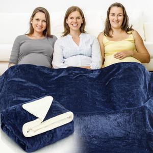 Preboun 78.74 x 59.06 Inch Large Faraday Blanket for Protection Pregnant Babies, Emf Blocker Blanket Two Sides Using for Beds Couches Travel (Flannel, Dark Blue)