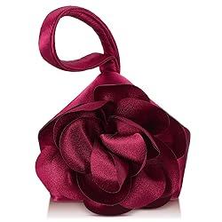 Sunnymove Clutch Purse for Women Evening Bag Flower Satin Handbag Classy Wristlet Purse for Formal Prom Party Wedding Daily(Wine Red,Flower Bag)
