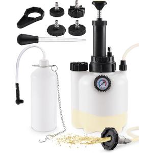 3L Brake Fluid Bleeder Kit - One Man Brake Pressure Bleeding w/ 1L Catch Bottle, Automotive Manual Power Bleeder Vacuum Pump, Upgraded Adapters (43.5/45/49.5/50.7mm) for Master Cylinders