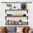 BAYKA Wall Shelves for Bedroom Decor, Floating Shelves for Wall, Display Mounted Rustic Wood Shelf for Books,Plants,Corner Shelves for Bathroom,Kitchen,Living Room(Rustic Brown36inSet of 3)