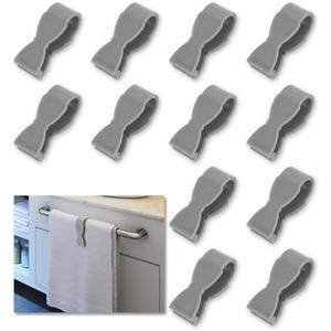 12 Pcs Towel Clips for Kitchen, Kitchen Tower Clips Hand Towel Clamps Hand Towel Clips for Fixing Towels on Kitchen Oven Handle Bathroom Towel Rack (Gray)