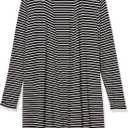 Amazon Essentials Women's Long-Sleeve Open-Front Long Cardigan (Black White Horizontal Stripe)