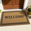 OLANLY Front Door Mat, Low Profile Doormat, Stain and Fade Resistant, Easy to Clean, for Indoor and Outdoor Entrances, Patio Porch or Entryway, Brown (30x17 Inch, Welcome)