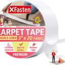 XFasten Double Sided Carpet Tape for Area Rugs, 3 Inch x 20 Yards  Heavy Duty Anti Slip Rug Grip Tape, Works as Rug Gripper, Residue Free, Wood Safe, Easy Removal for Hardwood and Laminate Floor