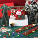 Christmas Bike Basket, Christmas Bike Basket Front Set Include Rattan Woven Bike Baskett with Bells Santa Plush Patterns, Xmas Stickers, Bike Bell, 2 Pcs Ribbons Tassels, Wheel Spoke Decoration (Red)