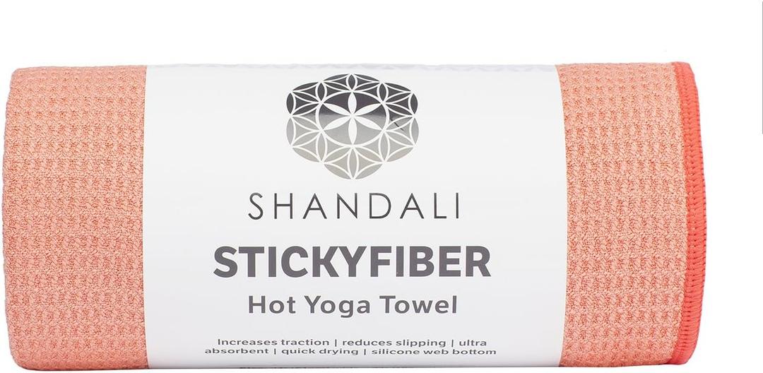 Shandali Hot Yoga Towel - Mat-Sized, Microfiber, Super Absorbent, Anti-Slip, Injury Free, 24" x 72" - Best Bikram Yoga Towel - Exercise, Fitness, Pilates Gear (Standard, Lotus Pink)