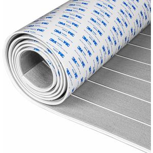 OCEANBROAD EVA Foam Boat Flooring with 3M Adhesive Backing Marine Self-Adhesive Decking 96''x45.6''/36''/28.8''/16.8'', 48''x16.8'' Faux Teak Sheet for Jon Boats Swim Platform Helm Pad RV Floor (Gray with White Seam Lines)
