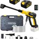1100PSI Cordless Portable Washer with 2 Batteries, Brushless Motor, 6-in-1 Nozzle,3 Level Adjustable Handheld Washer for Car,Home,Patio, Driveway