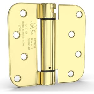 goldenwarm 2pack Polished Brass Door Hinges 4 Inch Self Closing Spring Door Hinge with 5/8" Radius Corners - Adjustable Door Closing, Residential & Heavy-Duty Hardware