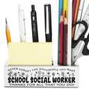 llxxeyopqdxz School Social Worker Appreciation Pencil Holder, Thank You Retirement Going Away Gift for Office Staff, Modern Stainless Steel Desk Supplies Organizer for Workspace Decor, 5.1 Inch YP421