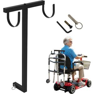 Universal Walker Holder for Mobility Scooters, Fit for Pride Mobility & Golden Technologies, Works with Scooters & Power Chairs with 1" x 1" Hitch Receiver, Lightweight and Sturdy, Black