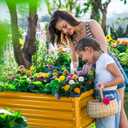 Land Guard Galvanized Raised Garden Bed with Legs, Galvanized Planter Raised Garden Boxes Outdoor(Yellow)