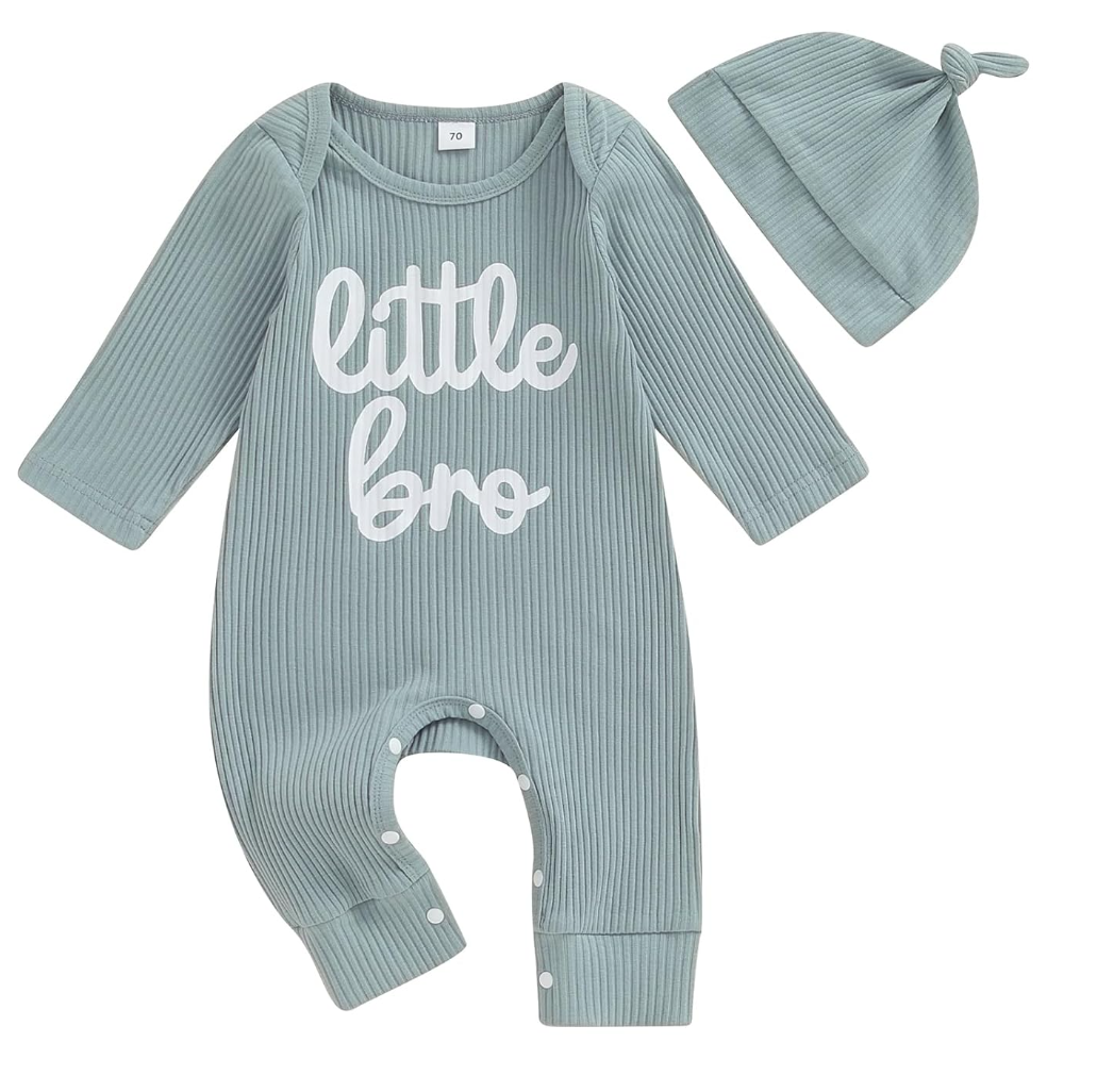 Newborn Baby Boy Clothes Little Brother Romper Jumpsuits One Piece Infant Coming Home Outfit 1Pcs Clothing Set, Size 60