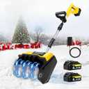 21V Cordless Snow Shovel,Brushless Electric Snow Blower,4Ah Battery Powered Snow Removal Tool, Lightweight Design (Yellow)