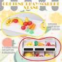 Wooden Market Stand Toy, Pretend Play Grocery Store Playset for Toddler, Fruit Vegetable Stand Selling Stall Shop with 24 PCS Food Accessories for Kids 3+, child-size