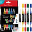 Faber-Castell Shake & Paint Markers: Classic - 6 Count Dual Tip Acrylic Paint Pens, Permanent Fabric and Art Markers, Paint Markers for Wood, Art Supplies